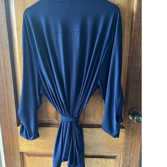 Beme Navy Utility Shirt XXXL Blouse Tab Sleeves & Tie - Picture 7 of 11